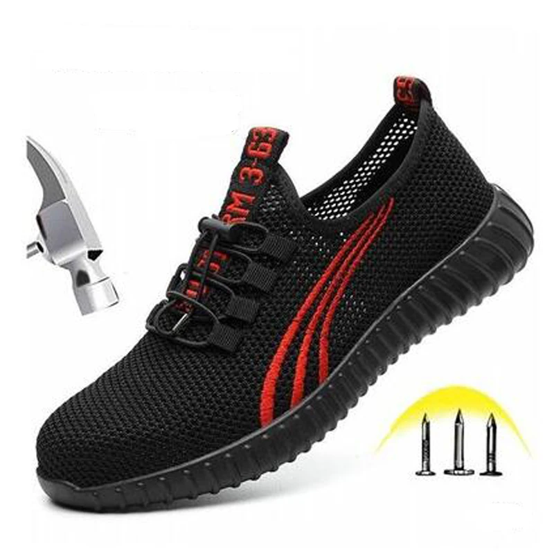 

Men's Casual Summer Breathable Mesh Steel Toe Cap Work Safety Shoes Anti-pierce Building Site Worker Security Work Boots M678