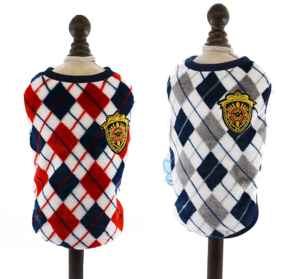 

Autumn Winter Warm Dog Shirt Diamond Flannel Soft Cat Shirt Brithish Pet Clothes XS S M L XL ~6XL