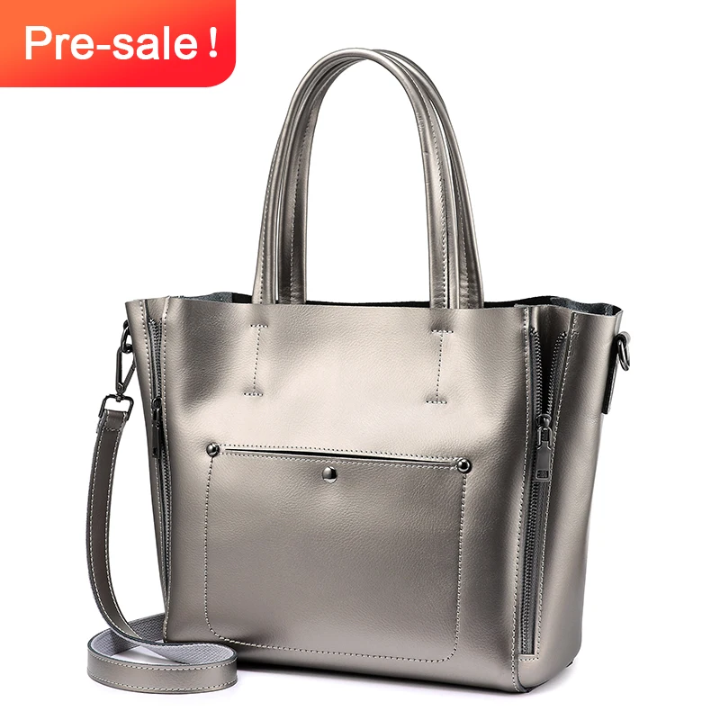 

REALER Shoulder bag tote women split leather ladies handbags designer high quality Pink large crossbody messenger bags