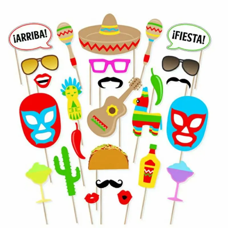 26 pcs Photo Booth Props Cinco de Mayo Mexico Festival ...