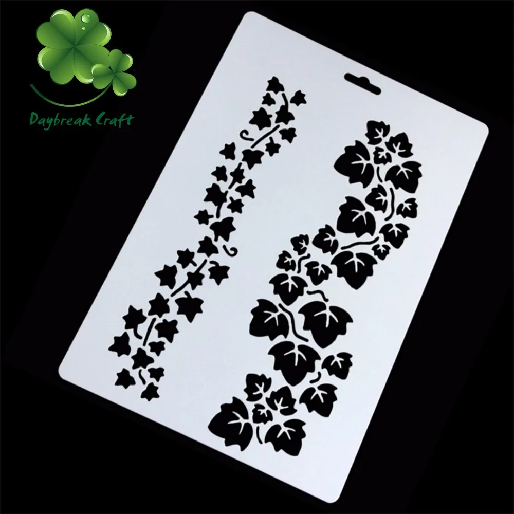 

(10.2x6.9 inch) Plastic Stencil leaves border spray mists,inks and paints drawing template,diy cake decorative tools