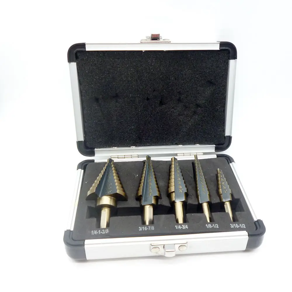 5pcs Hss Step Drill Bit Cobalt Multiple Hole 50 Sizes Step Drills Set 1/4 1 3/8 3/16 7/8 1/4 3/4