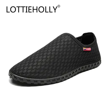 

LOTTIEHOLLY Brand Men Sporty Mesh Casual Shoes Fashion Comfort Slip-On Sneakers Shoes Light Soft Men Loafers Blue Gary #MS2023