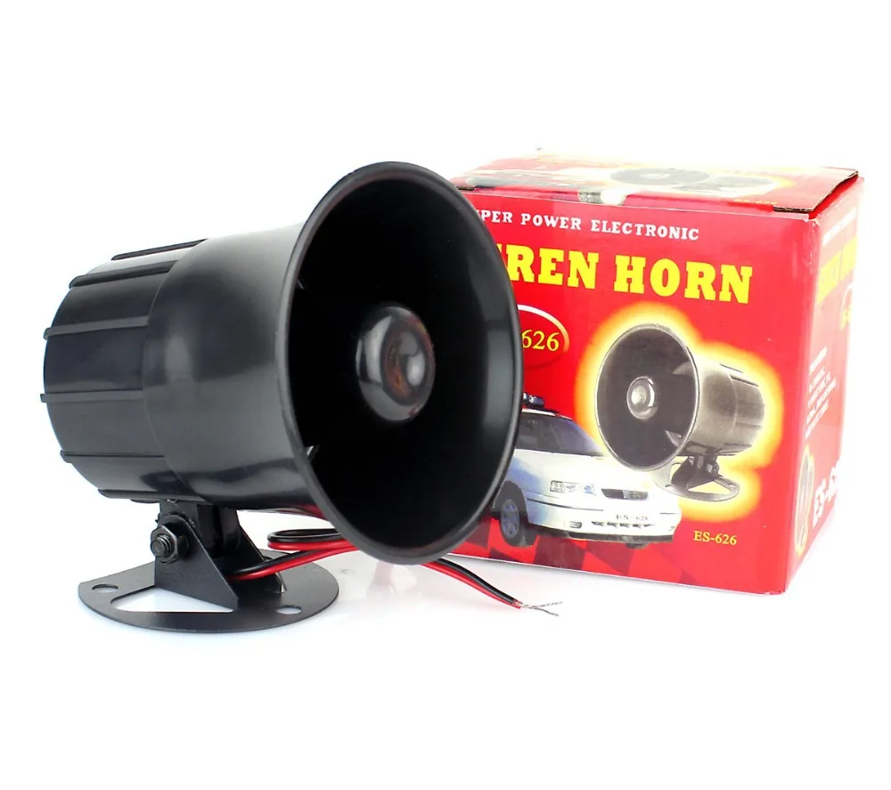 Black ES 626 Alarm Siren Horn,Waterproof Car Alarm Siren Horn 120db