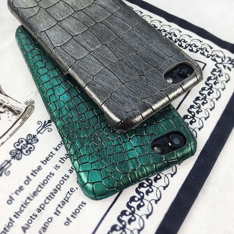 

Luxury 3D Crocodile Skin Pattern Phone Case for iPhone 8 7 6 S 6S Plus Hard PC Vintage Leather Back Cover for iphone X 8Plus NEW