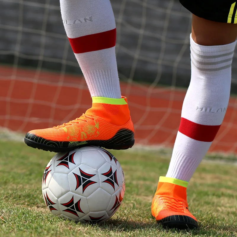 Outdoor Men Boys Soccer Shoes Football Boots High Ankle Kids Cleats Training Sport Sneakers Size 35-45 (19)