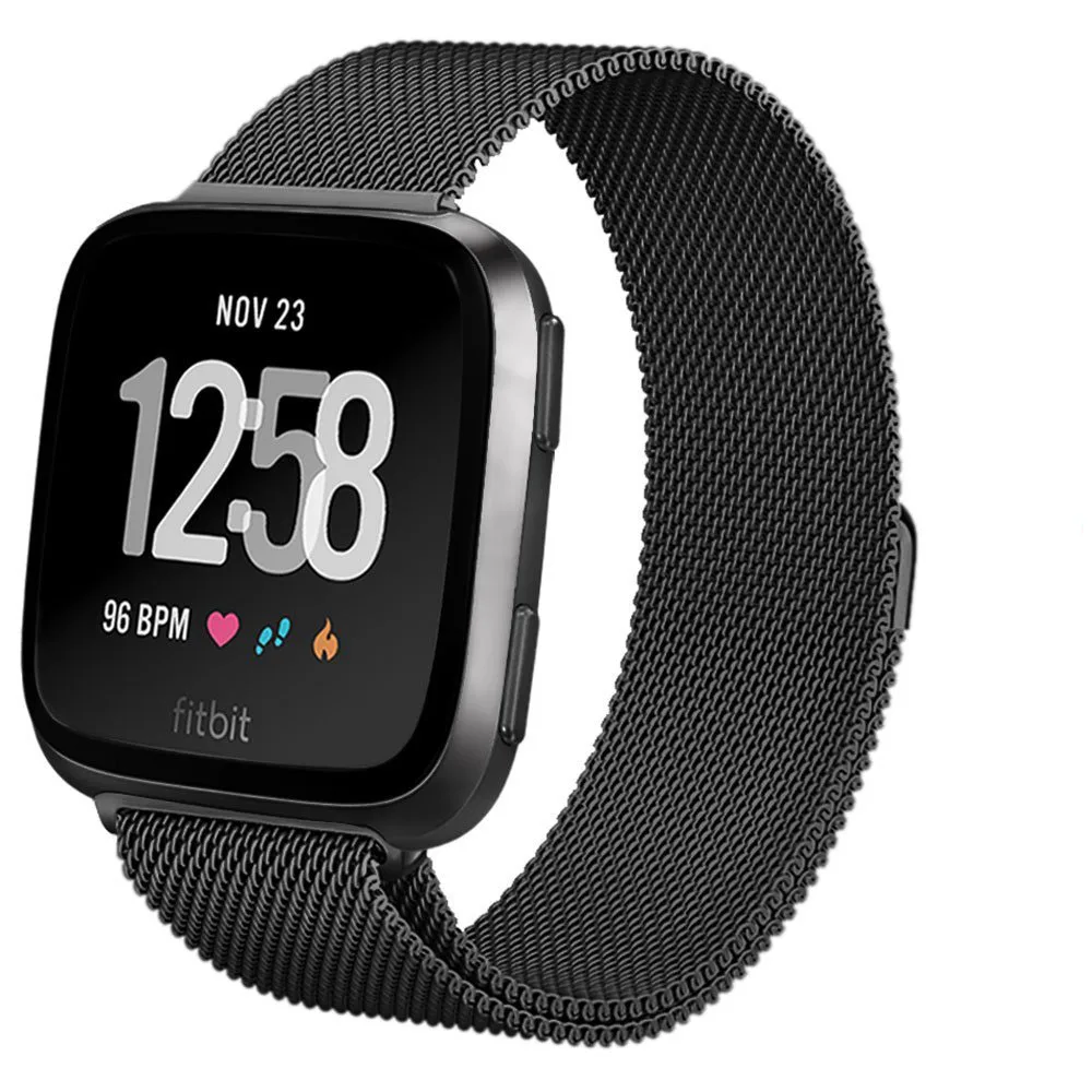 Ремешок для часов Ktab для Fitbit Versa, для женщин и мужчин, Миланская петля, стальной металлический ремешок для мужчин, ремешок для Fitbit Versa 2 - Цвет: Black