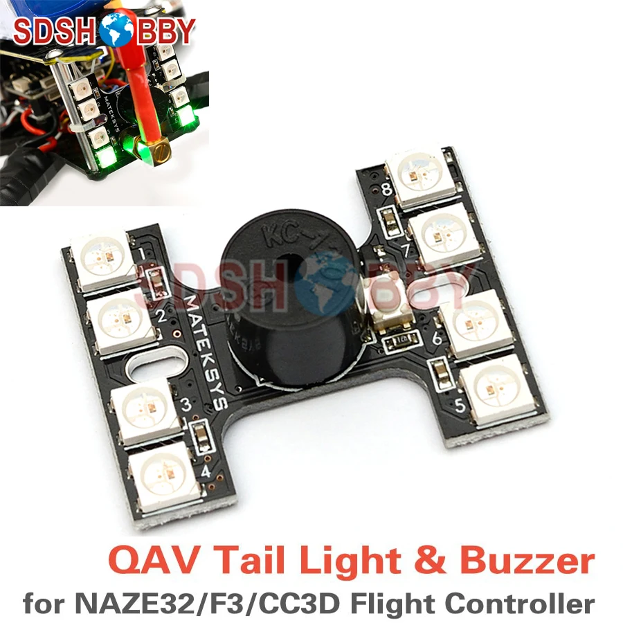 

Matek System LED Tail Light WS2812B with Loud Buzzer Dual Modes for FPV NAZE32/F3/F4 Flight Controller Racing Multicopter