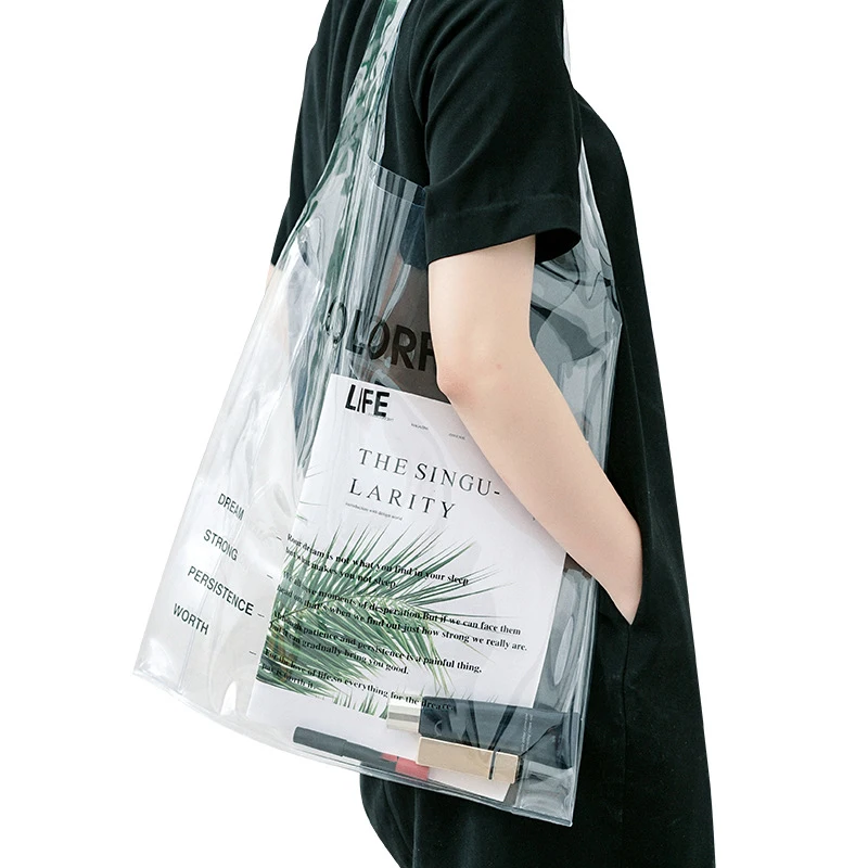 Женская прозрачная вместительная сумка прозрачная сумка из ПВХ сумка для покупок летняя сумка через плечо женские водонепроницаемые