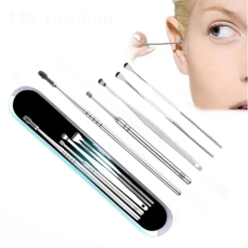 

Dig ear spoon 5Pcs / 1Set Stainless Steel Ear Tapping Ear Clean Earwax Skimmed Ear Selection Drop Ship