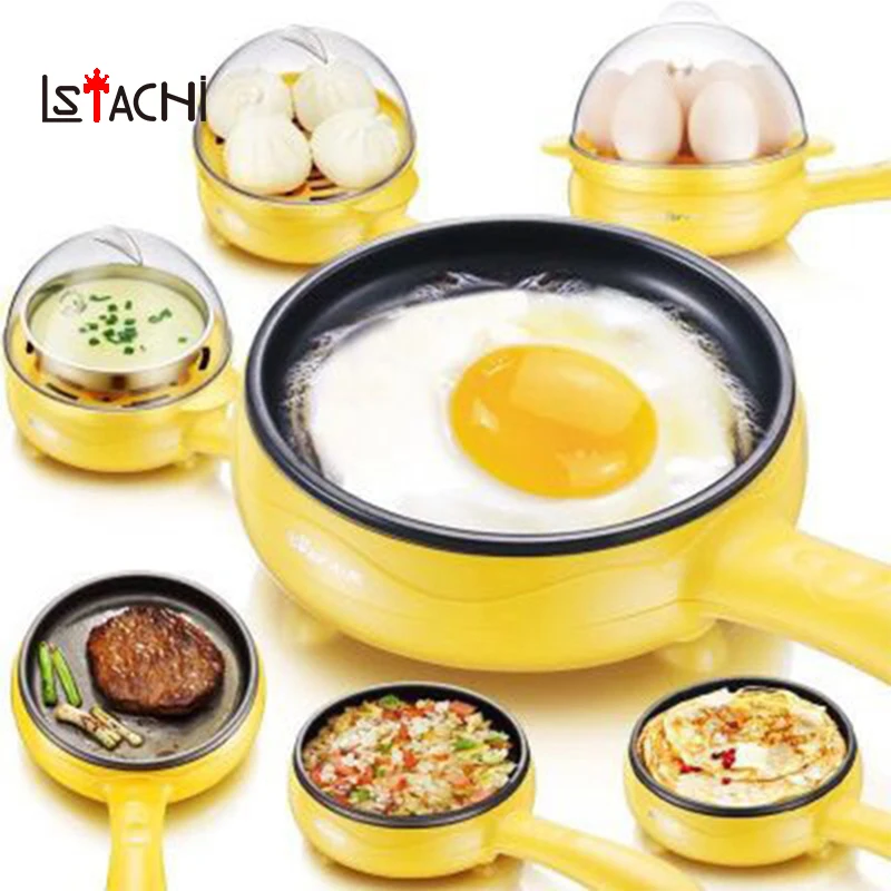 

LSTACHi Multifunction household mini egg omelette Pancake Fried Steak Electric Frying Pan Non-Stick Boiled egg boiler steamer