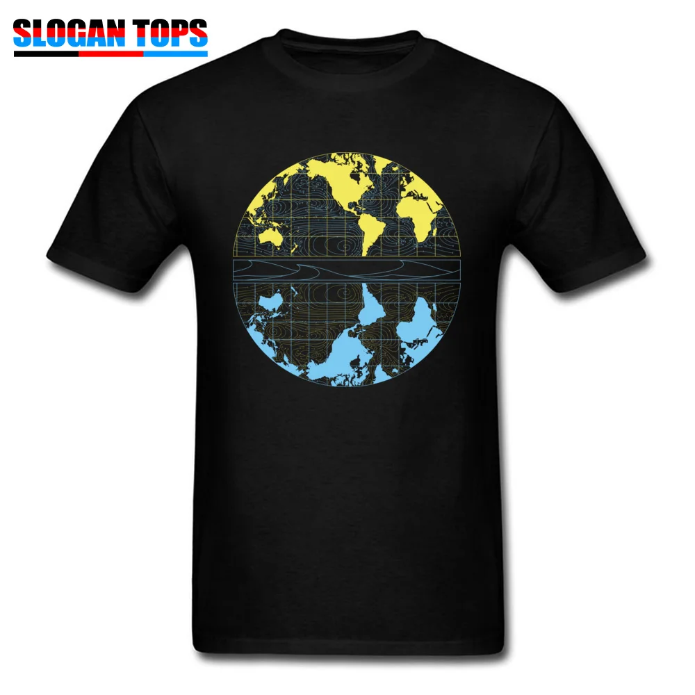 World stream drift map Round Collar T Shirt April FOOL DAY Printed Tops Tees Short Sleeve On Sale Pure Cotton Tops & Tees Mens World stream drift map black