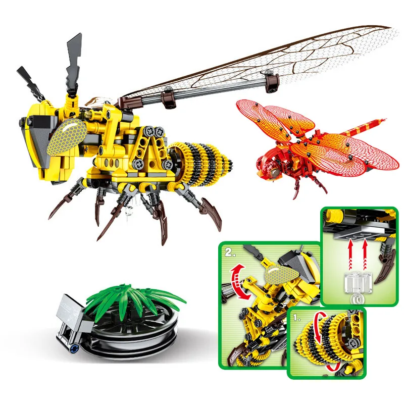 

Simulated Insect Building Blocks DIY Dragonfly Bee Model Compatible LegoINGly Technic Bricks Set Educational Toys for Children