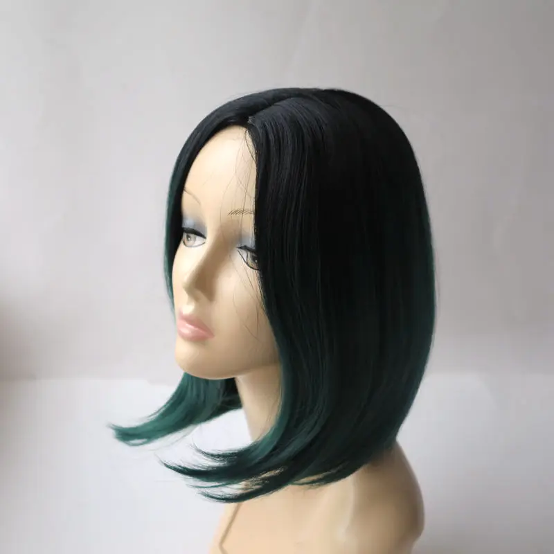 

Fashion Sexy female Natural Straight Central Parting Full Wig ombre black green cosplay wig short synthetic wigs for black women