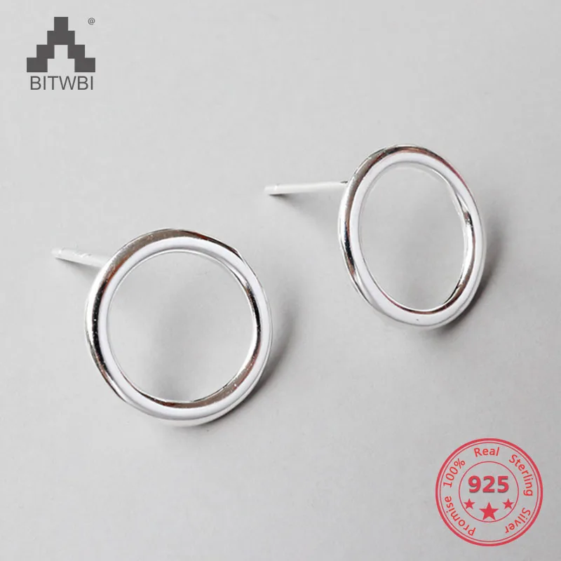 

S925 Sterling Silver Fashion Personality Geometric Round Simple Hollow Earrings