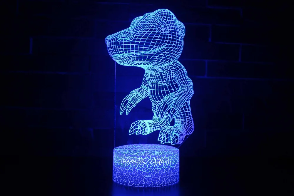3D иллюзия динозавра Рождество 7 цветов сенсорный пульт дистанционного управления животное визуальные огни светится в темноте игрушки для нового года мальчик подарки