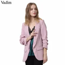 Vadim mujer elegante 4 blazer prensado de manga tres cuartos prendas de vestir exteriores con bolsillos de oficina casual tops CT1504(China)