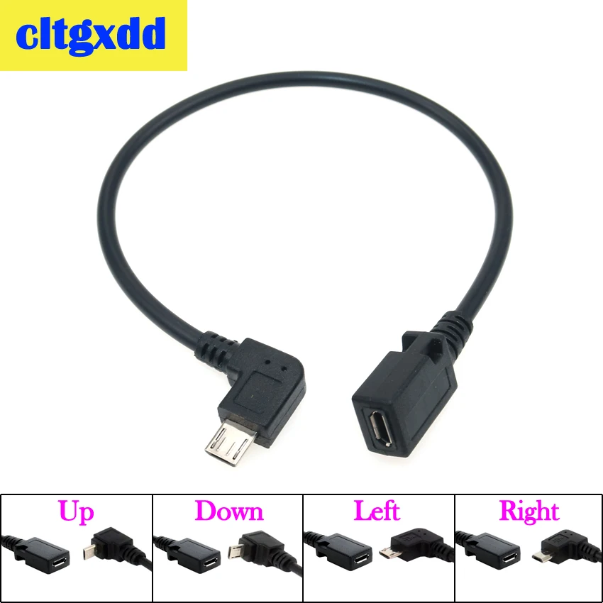 

cltgxdd 90 Degrees Micro USB 5pin Male to Female M/F Extension Charging Data Charger Lead Extender Adapter Cable