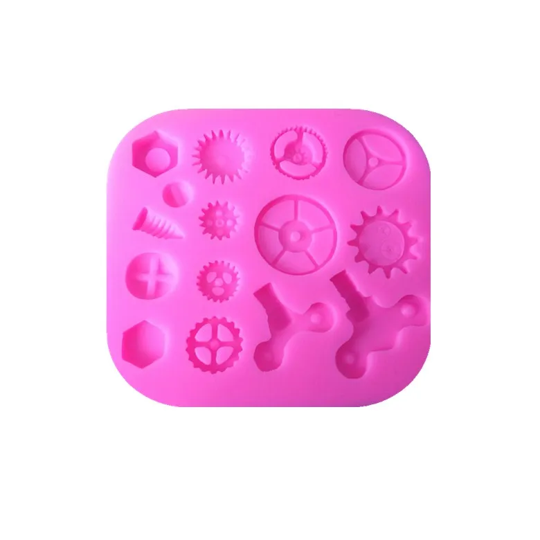 Aouke Шестерни части шоколад из силиконовой формы торт конфеты глины плесень декоративный торт инструмент - Цвет: Розовый