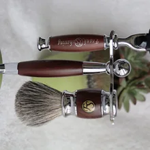 FS-# S2014015 комплект для бритья из искусственного розового дерева, Смешанная кисть шерсть барсука 21 мм, 3 слоя лезвия бритвы, подставка для бритья