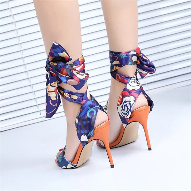 Sandalias De nudo Verano Tacones Abierta Finos Mujer Mujeres Punta Las Zapatos Tobillo Colorful Individuales Color Mariposa Mezclado 41qwOO