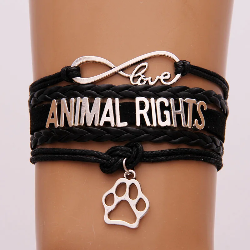 

Drop Shipping Infinity Love Animal Rights Bracelet Wrap Rope Handmade Bracelet & Bangles Animal Paw Charm Jewelry For Women Men