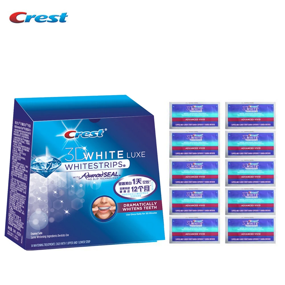 

Crest 3D White Whitestrips Advanced Vivid Professional Teeth Whitening Strips Oral Hygieine NO BOX with bulk