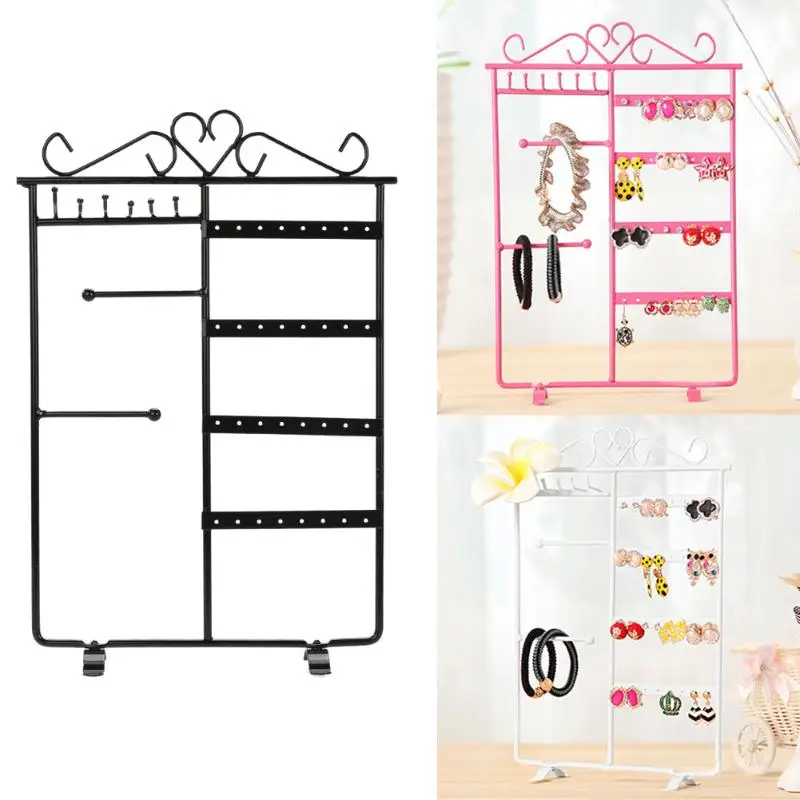 

2019 Jewelry Display Storage Hanging Holder Earring Necklace Studs Jewelry Display Rack Metal Stand Organizer Holder Promotion