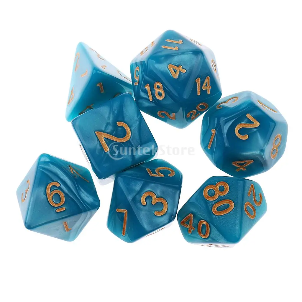 7PCS Polyhedral Dice D20 D12 D10 D8 D6 D4 16mm for Dungeons and Dragons Dice DND MTG RPG