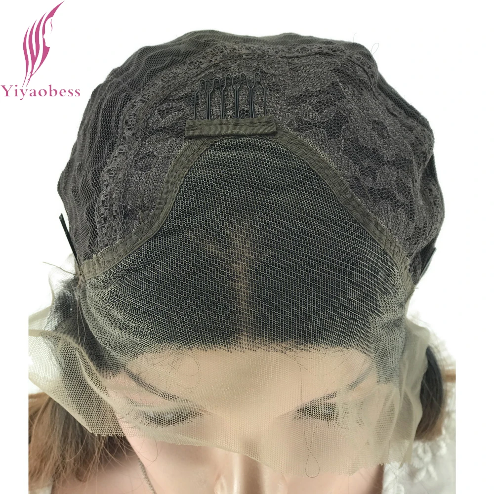 Yiyaobess длинный без клея синтетический парик фронта шнурка прямые волосы термостойкие черные светло-золотистые серые коричневые Омбре парики для женщин