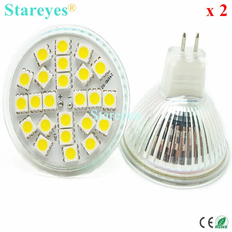 Бесплатная доставка 2 шт SMD 5050 24 LED 5 Вт MR16 DC12V Высокое качество светодиодные