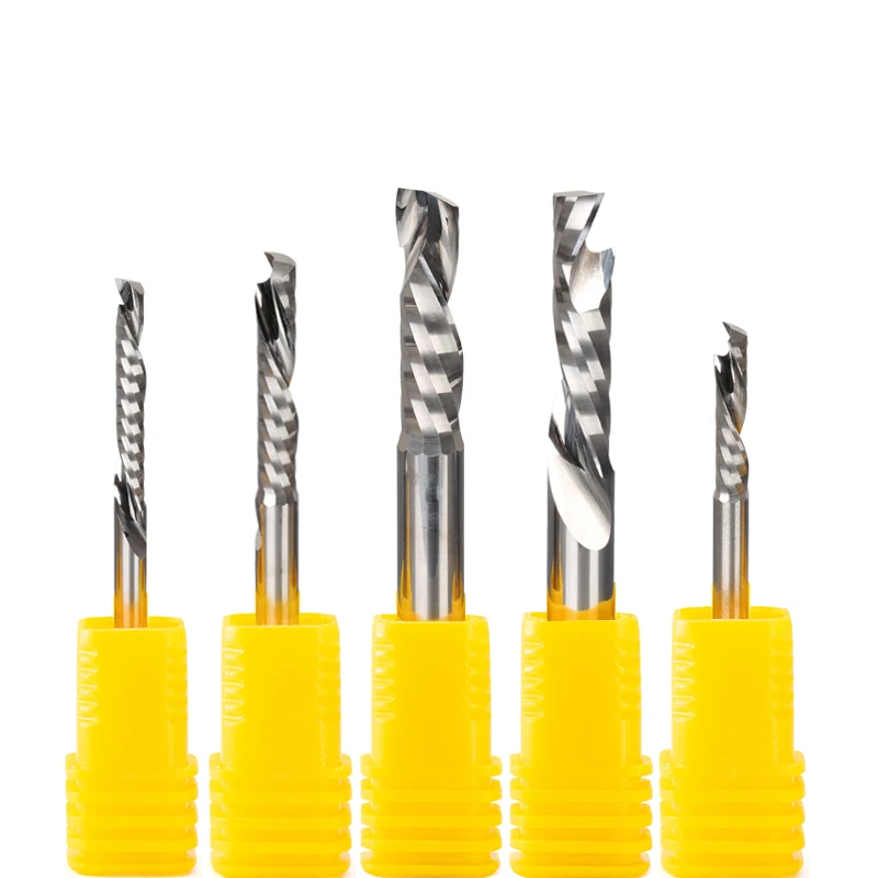 

1pc 3.175/4/6mm Up & Down Compression AAA Carbide Milling Cutter Spiral End Mills CNC Bit One Flute Cut for MDF Wood Working Bit