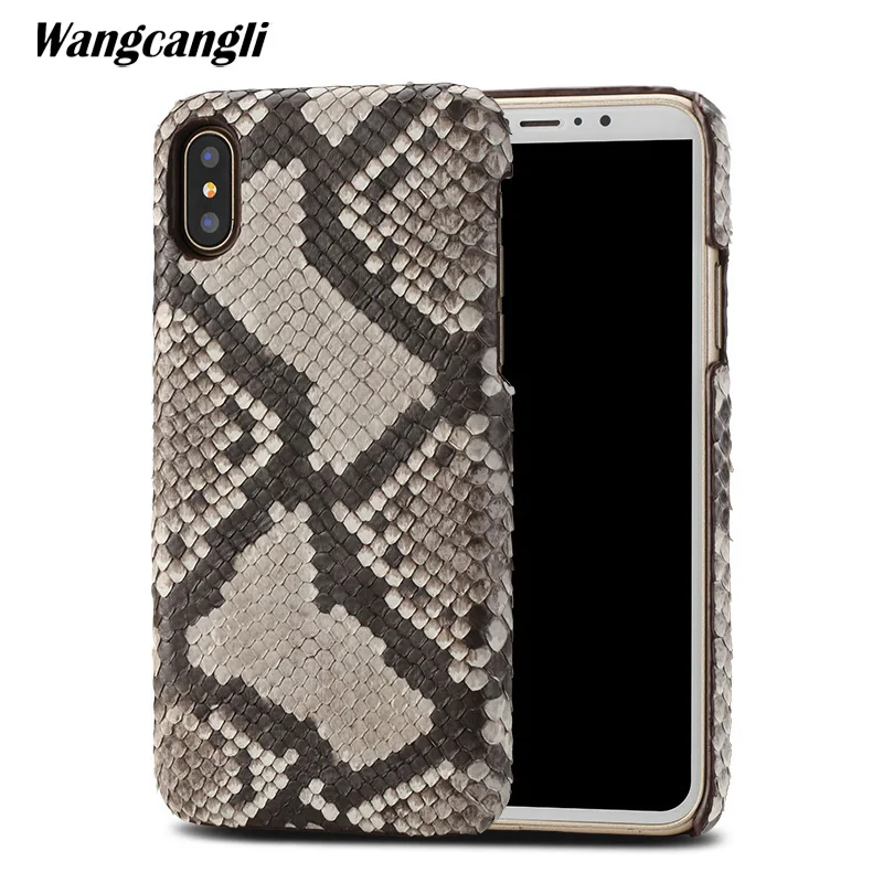 

python skin high-end custom phone case For iPhone x case Leather python skin cover back cover For iPhone 6s 7 8 plus case