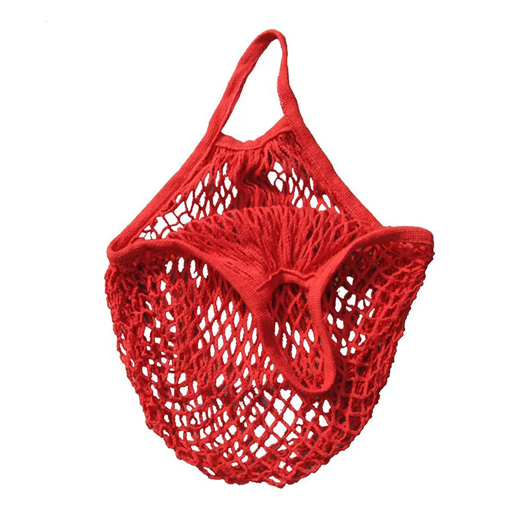 Новая тканевая сумка для покупок многоразовая сумка для хранения фруктов в супермаркете женская сумка для покупок удобная сетчатая сумка для покупок - Цвет: Красный