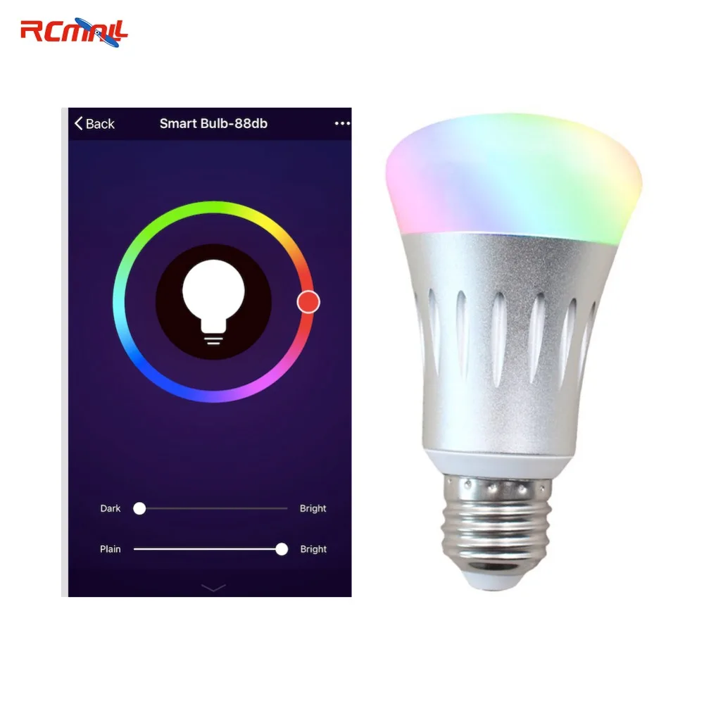 RCmall ESP8266 Умный дом Wifi RGB Светодиодная лампа беспроводной E27 интерфейс 100 В ~ 255 в