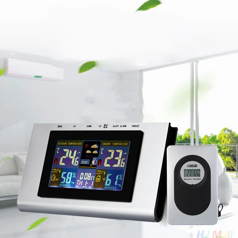 

Color LCD Wireless Weather Station Transmitter Clock Thermometer Hygrometer
