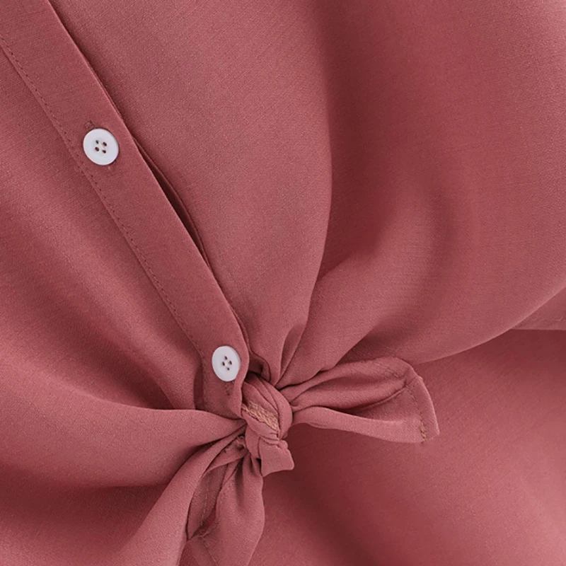 Dotfashion, свернутая манжета, пуговица, завязанная кромка, рубашка, Женские топы и блузки, летние топы для женщин, Повседневная Блузка с коротким рукавом