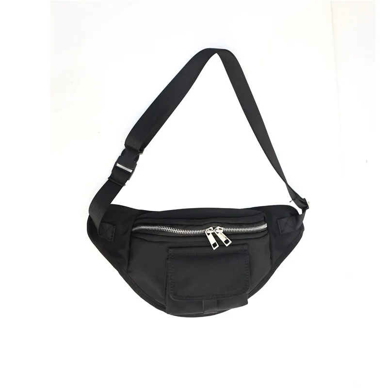 MENGXILU/ Повседневная нейлоновая Женская поясная сумка с панелями, поясная сумка на молнии, поясная сумка для девочек-подростков, сумки на плече на груди - Цвет: Black