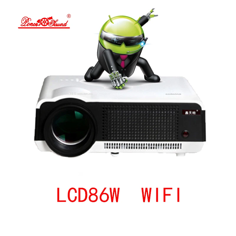

Hot Sale! 2017 Newest Original 5500lumens Android 4.4 LCD Projector WiFi Bluetooth factory projector PK Smart television
