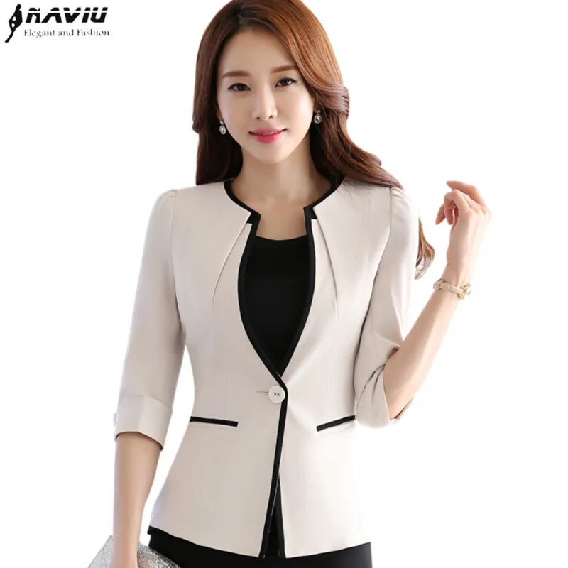 Long Black Suit Jacket Women Slim Fit Casual Blazer Female