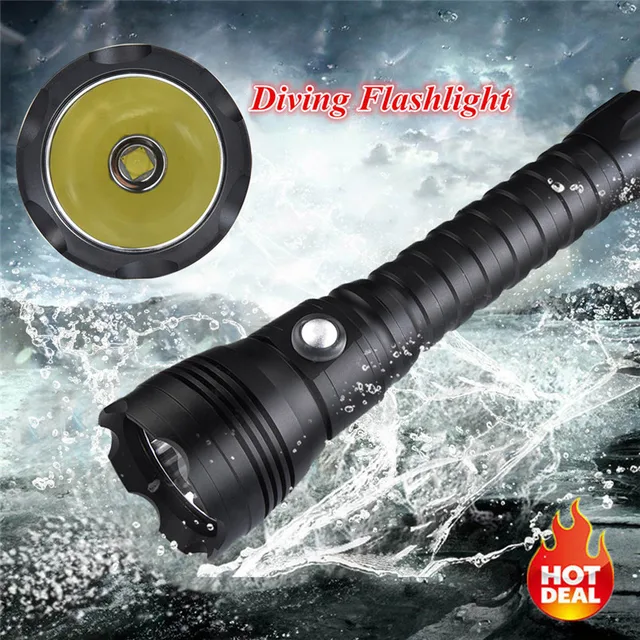 Best Offers XHP70 LED 4000LM Waterproof Scuba Diving Underwater Flashlight Torch Lamp Aluminum Alloy Flashlight Bicycle Light 40OT18