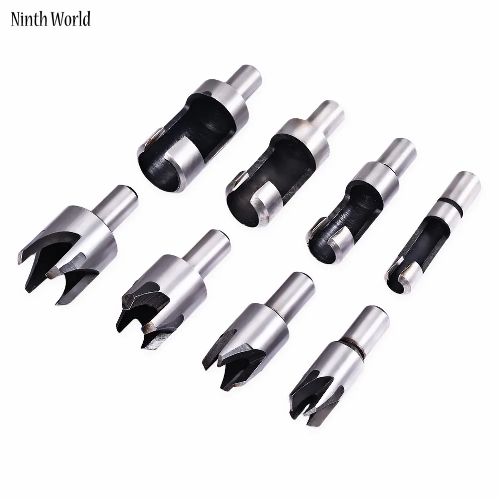 Buy 8Pcs/set Carbon Steel Carpentry Wood Plug Cutter