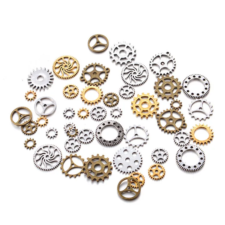 9 50g Steampunk Gears DIY Jewelry Accessories Gold Silver Gears Cog Wheel Charms Pendant Bracelet Accessories Diy Jewelry Making