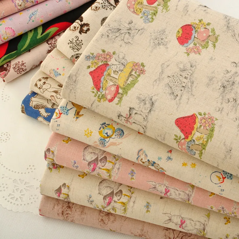 

Cartoon Prints Cotton Linen Fabric 50x110cm DIY Cushion Cover/Table Cloth Sewing Fabric Handmade Purse/Dress Fabric