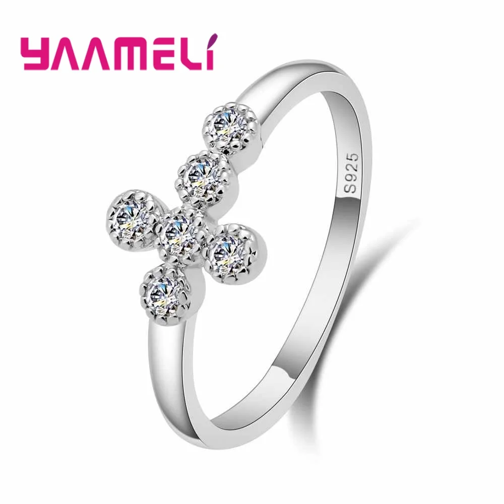YAAMELI Прохладный Для женщин унисекс Стиль Формальное крест Форма Jewelry красивый прозрачный кристалл перстни мода Бесплатная доставка