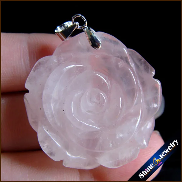 Vintage Flower Bijouterie Jewelry Natural Rose Quartzs Beads Pendant Necklaces Collier Femme Crystal Accessories Gift BS676