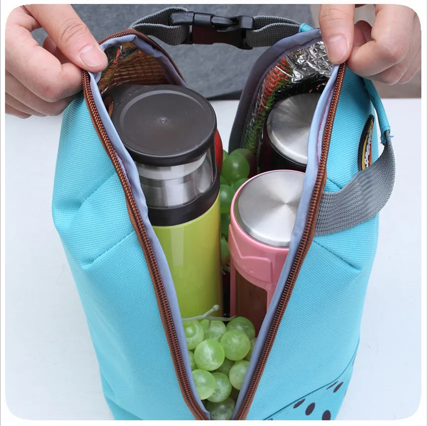 2017 Portable round Lunch Bags Canvas Handbag Thermal Cooler Insulated