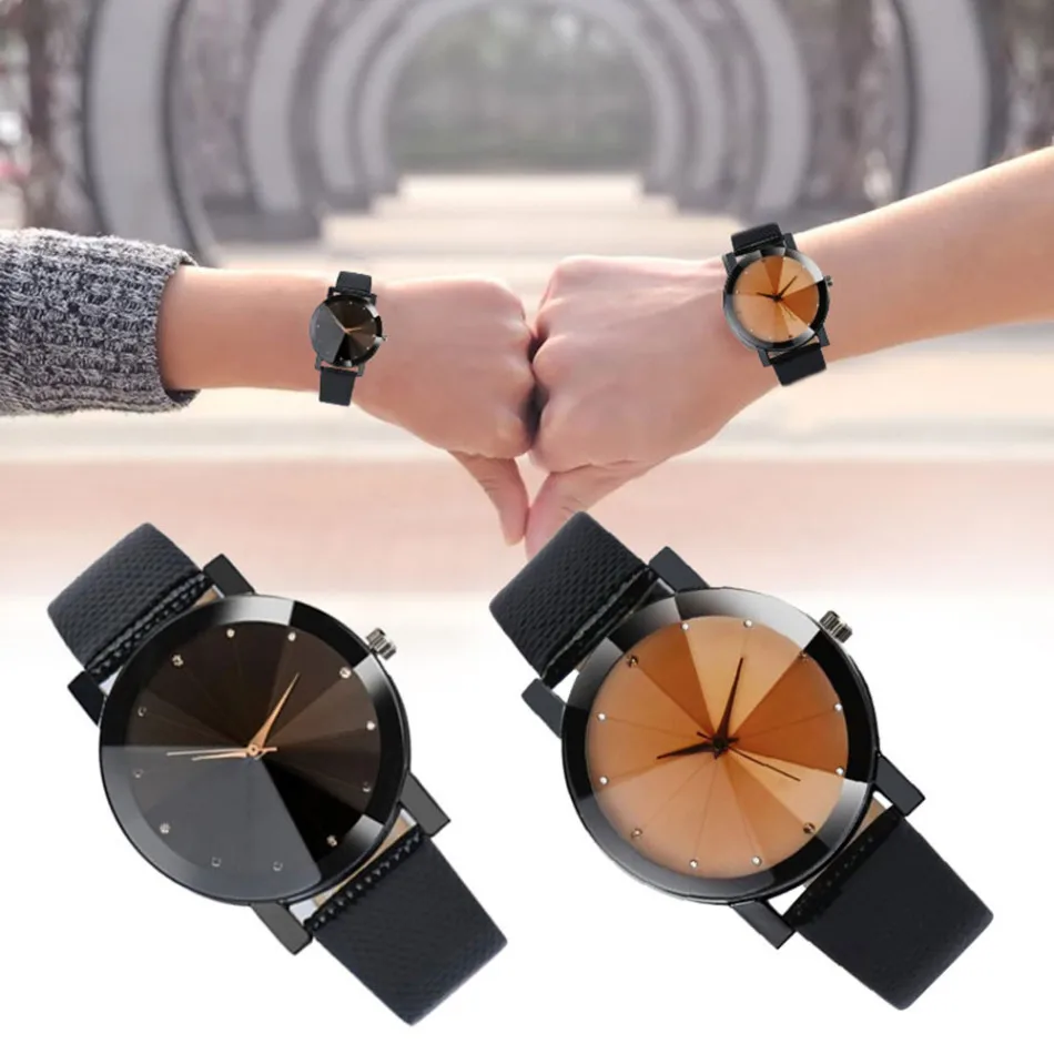 

Romantic Couple Watch Expression For Men and Women Gift Fashion Simple Stainless Steel Quartz Watch Black/Brown