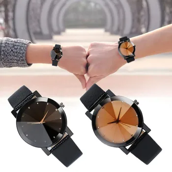 

Romantic Couple Watch Expression For Men and Women Gift Fashion Simple Stainless Steel Quartz Watch Black/Brown