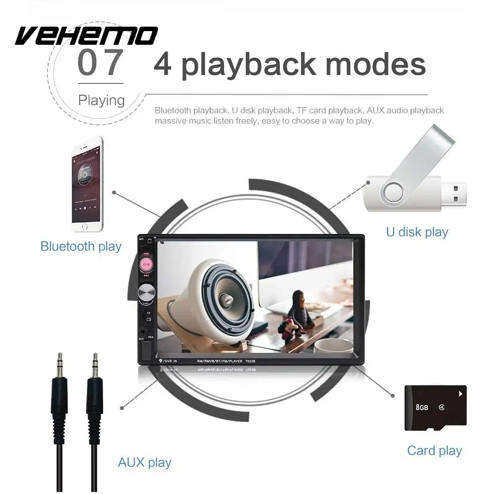 

VEHEMO FM/USB/AUX 7inch Car MP5 Player Auto MP5 Player FM Radio Radio Car Stereo Flexible MP5 Player Automobile MP5